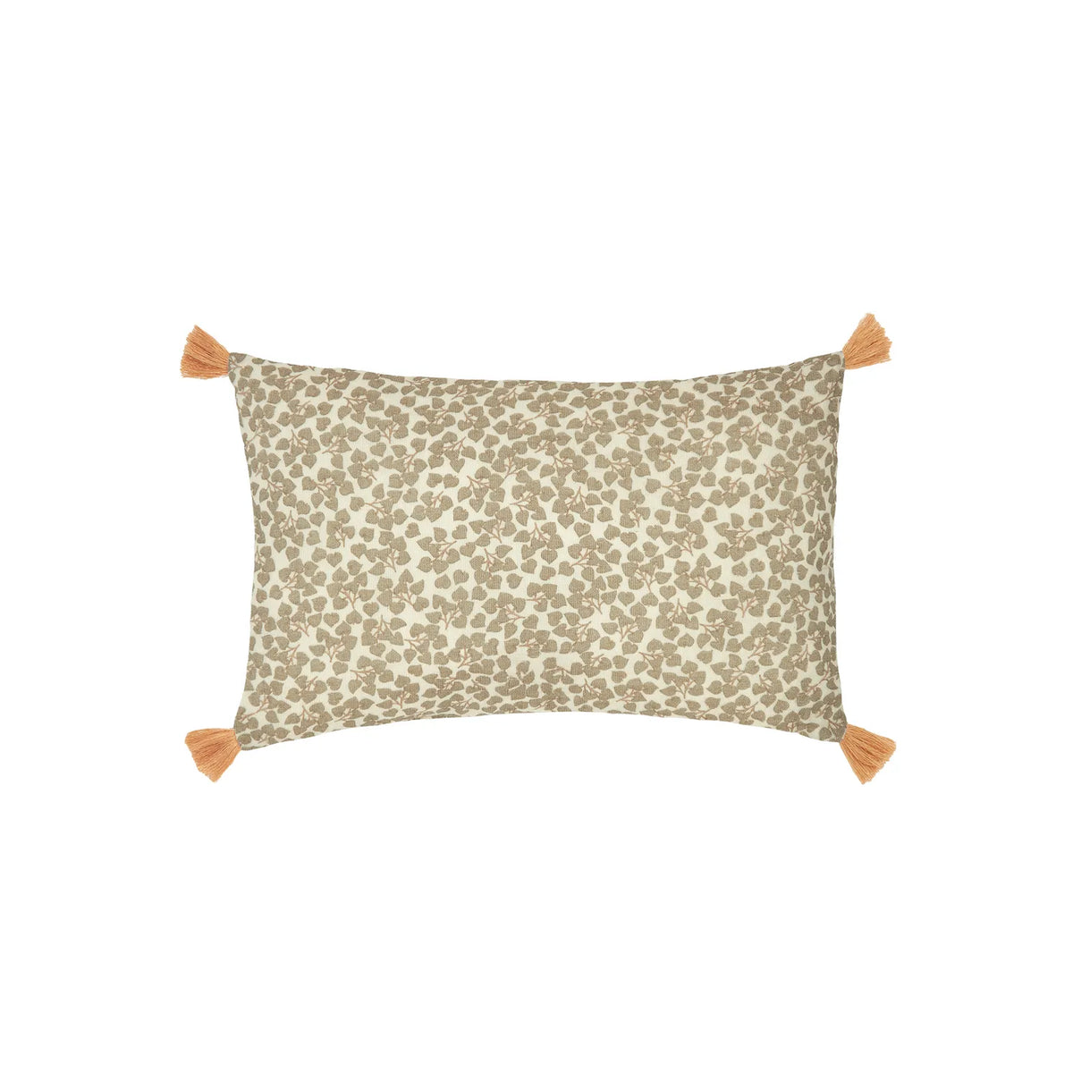 Cojín rectangular con pompones de doble gasa de algodón lavado Wabi Sabi - Light green yumiko