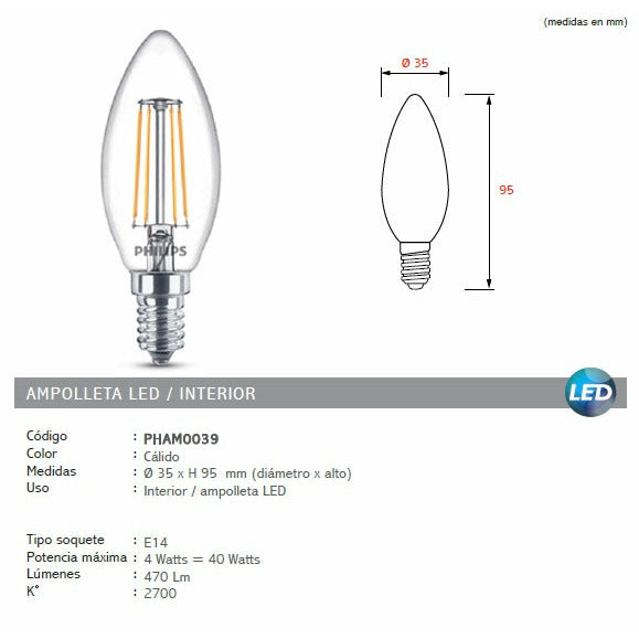Ampolleta Vela Led - Big Pig Chile