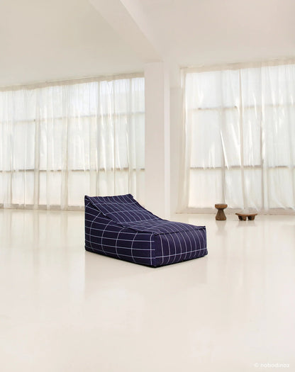 Pouf sillón long vibes (adulto) - Navy blue grid