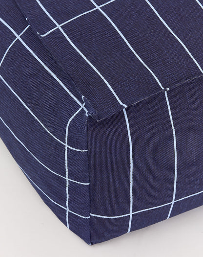 Pouf sillón long vibes (adulto) - Navy blue grid