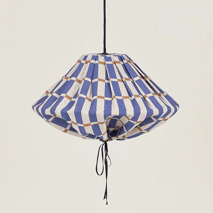 Lámpara colgante lino francés Yumi 50 cm - Blue mustard mosaic