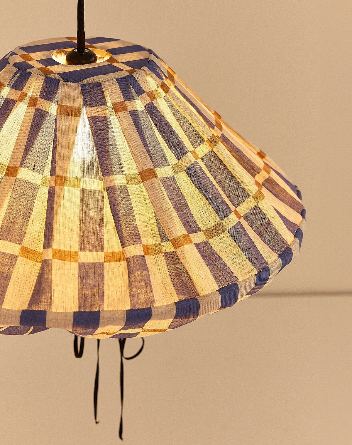 Lámpara colgante lino francés Yumi 50 cm - Blue mustard mosaic