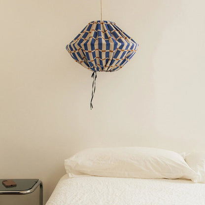 Lámpara colgante lino francés Yumi 50 cm - Blue mustard mosaic