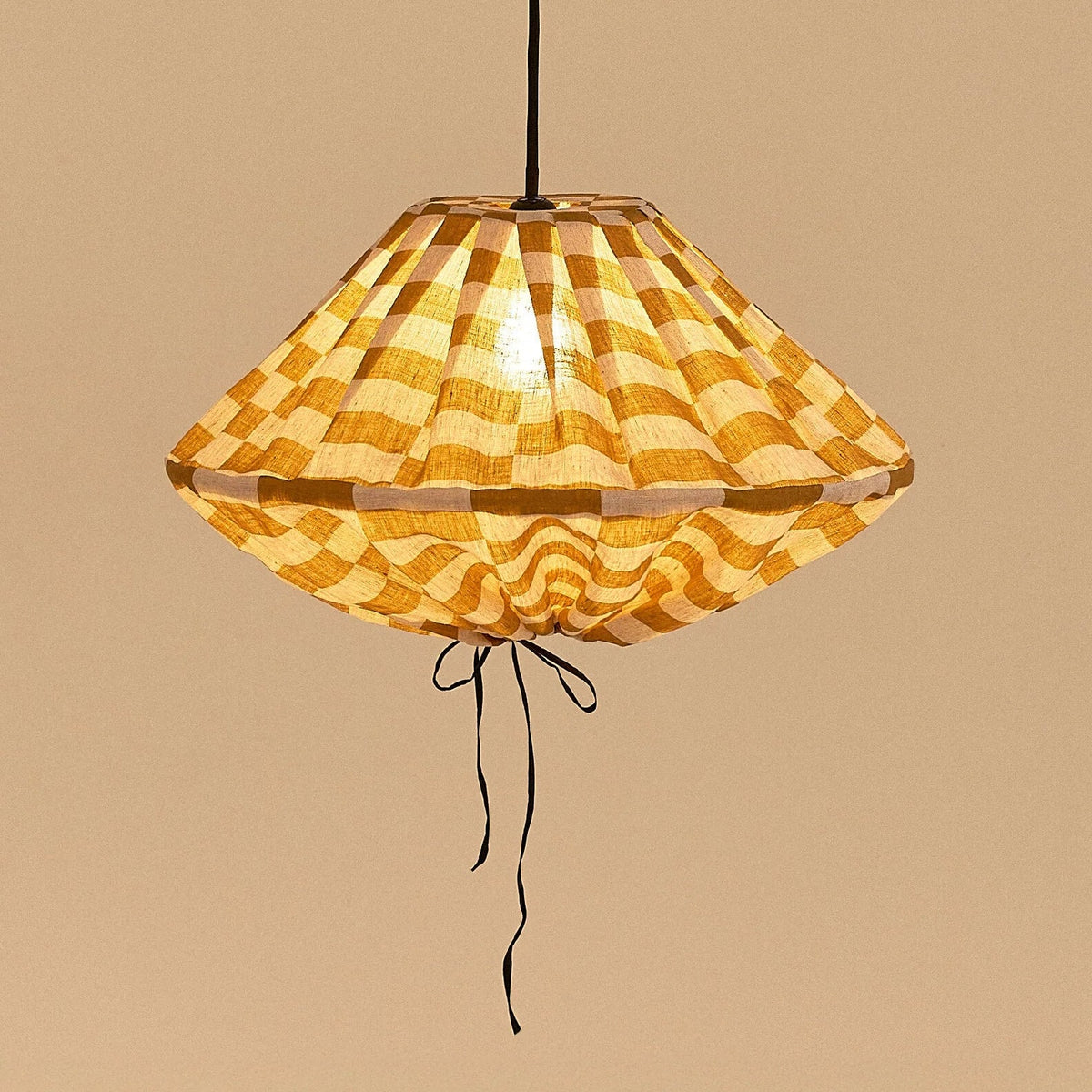 Lámpara colgante lino francés Yumi 50 cm - Mustard tiles