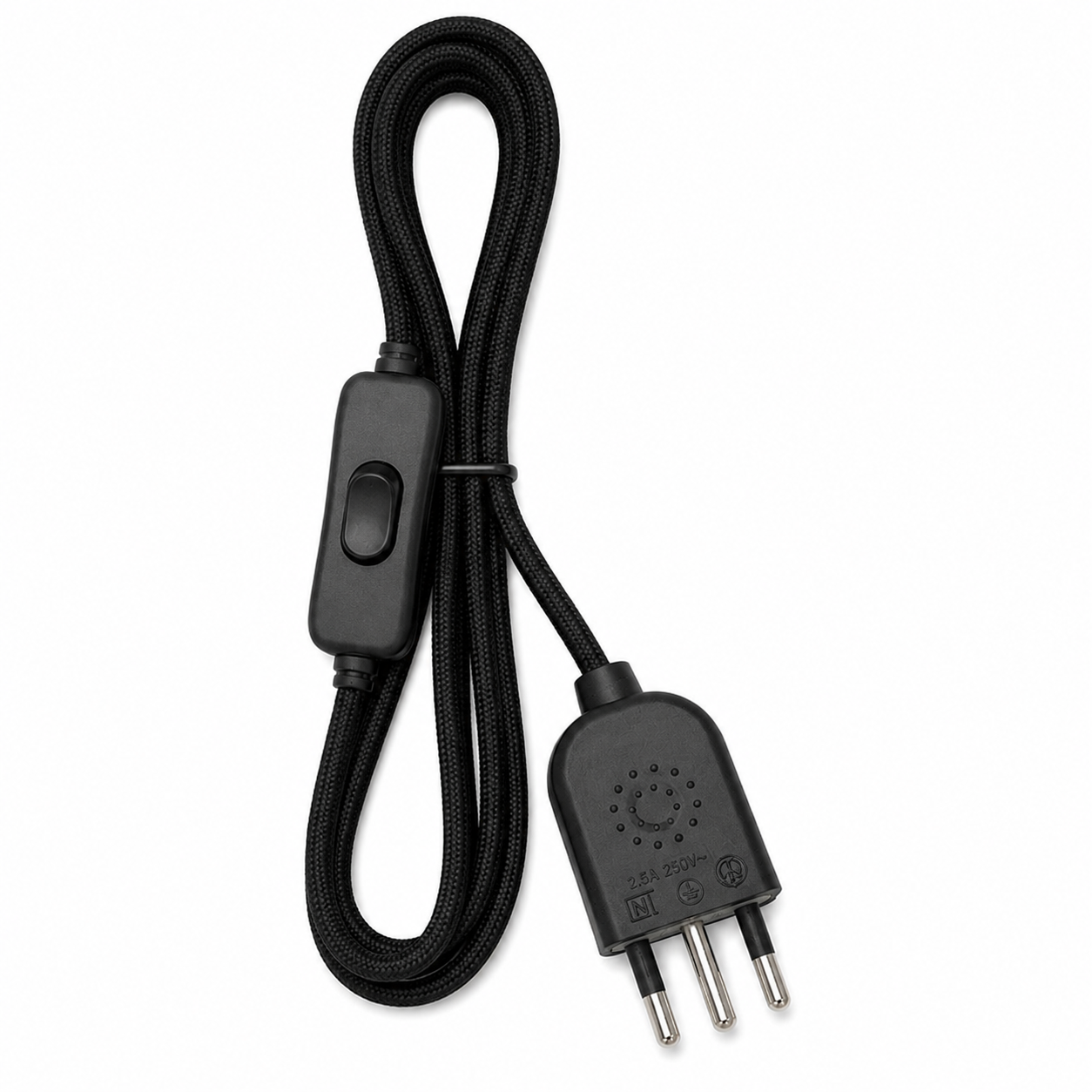 1,50 metros de cable textil con interruptor y enchufe - Big Pig Chile