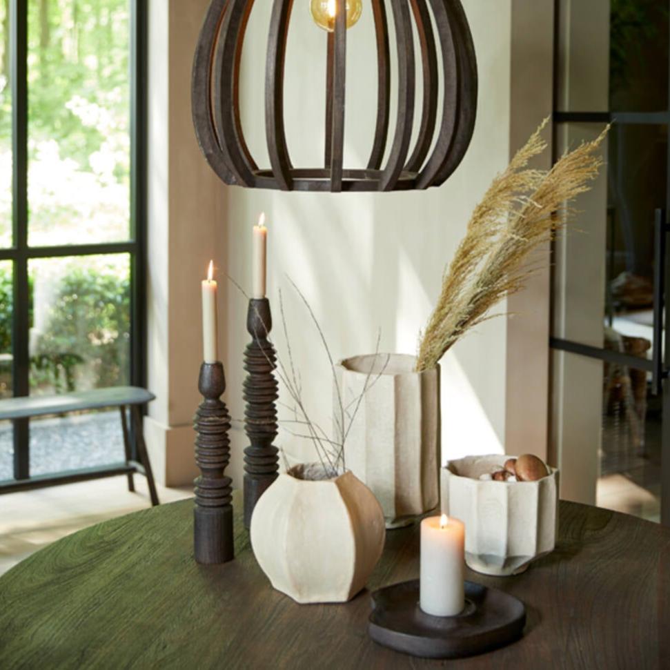 Porta velas Wooden - Dark brown Ø24,5cm