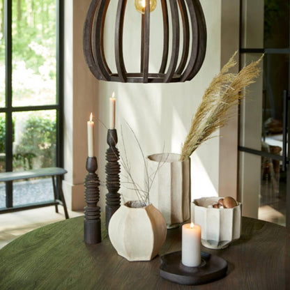 Porta velas Wooden - Dark brown Ø24,5cm