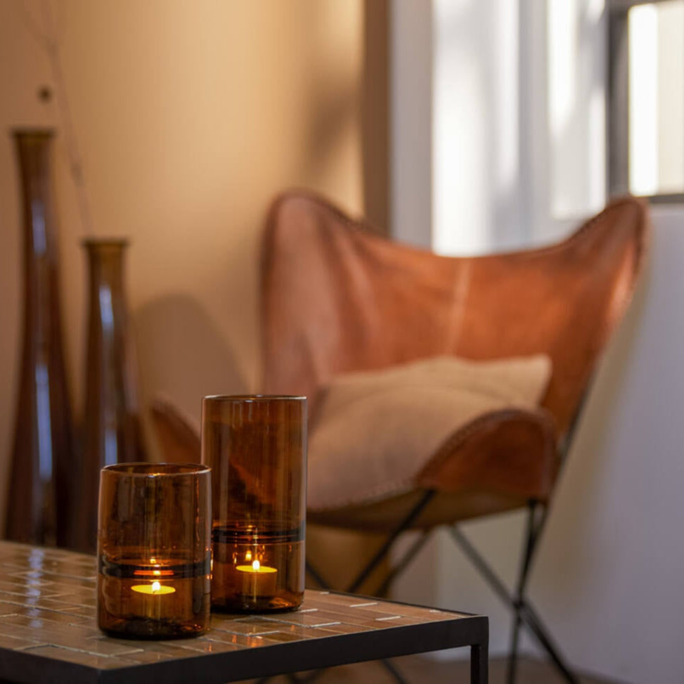 Porta velas - glass brown