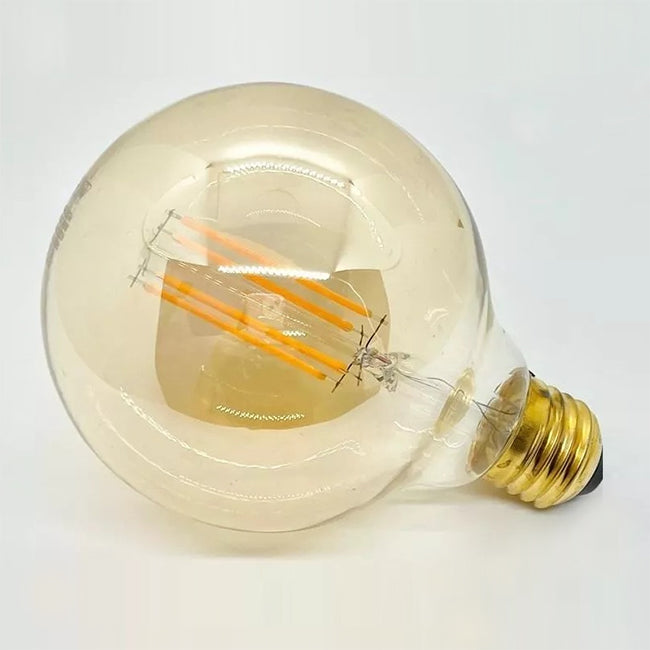 Ampolleta bola calida vidrio ámbar 4W G95 E27 - Big Pig Chile