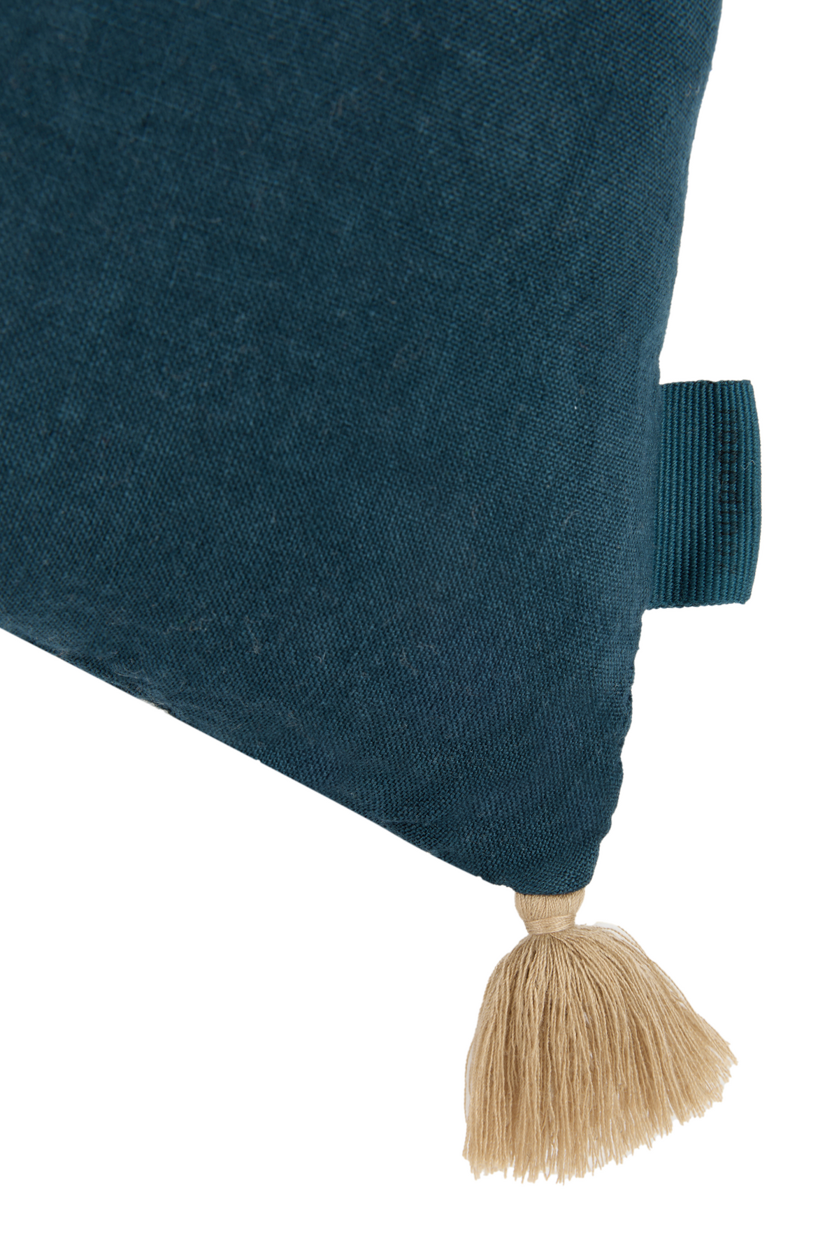 Cojín rectangular tassel bordado de lino francés lavado L1NO - Deep blue