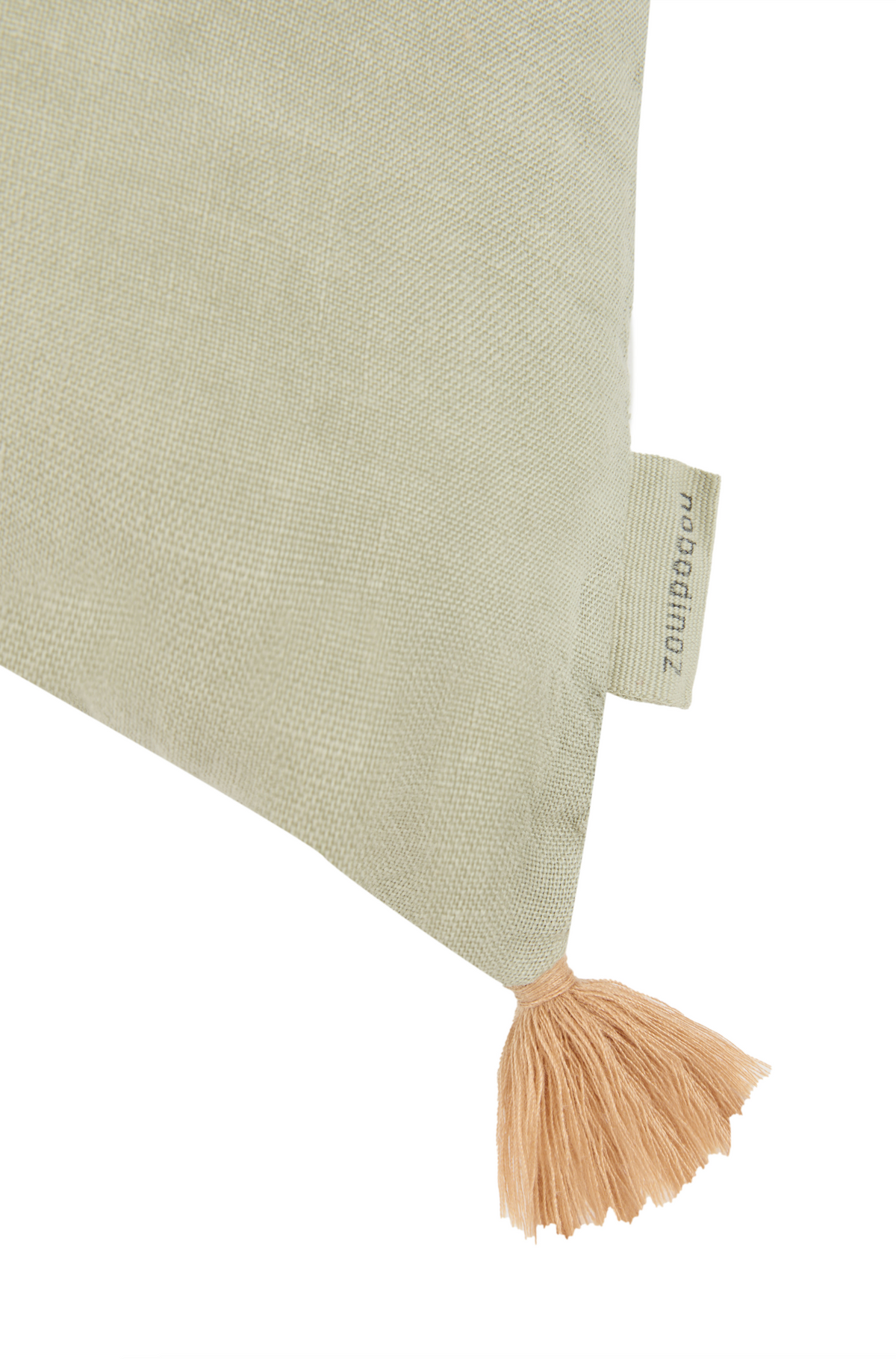 Cojín rectangular tassel bordado de lino francés lavado L1NO - Green matcha