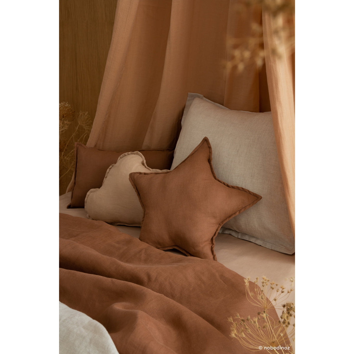 Cojín Estrella Lin Français - Noisette