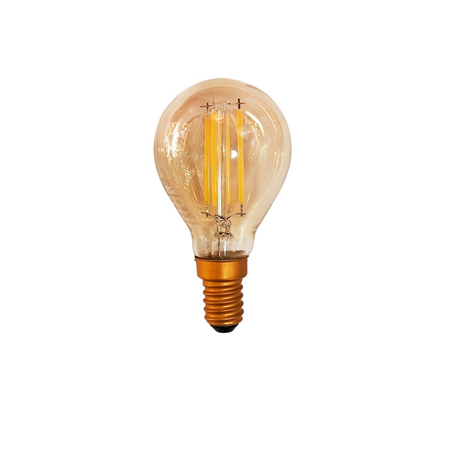 Ampolleta filamento vintage ámbar miniglobo Ø4x8 cm LED E14 - Big Pig Chile