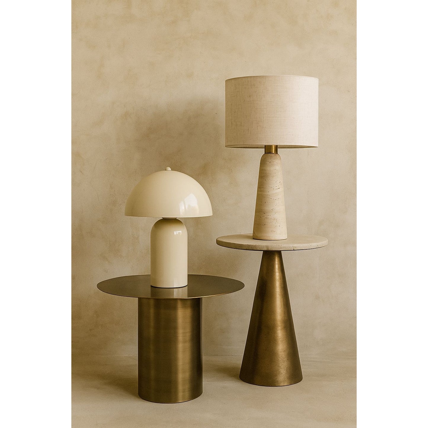 Mesa lateral - Travertine round