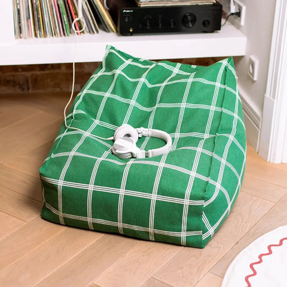 Pouf sillón vibes - Green white windowpane