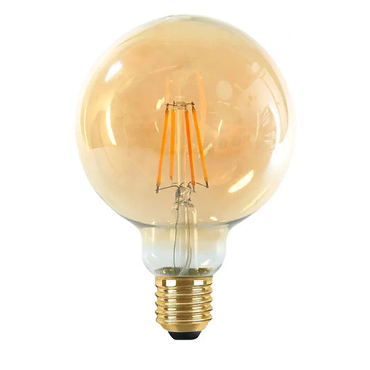 Ampolleta bola calida vidrio ámbar 4W G95 E27