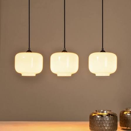 Lámpara colgante triple - White glass