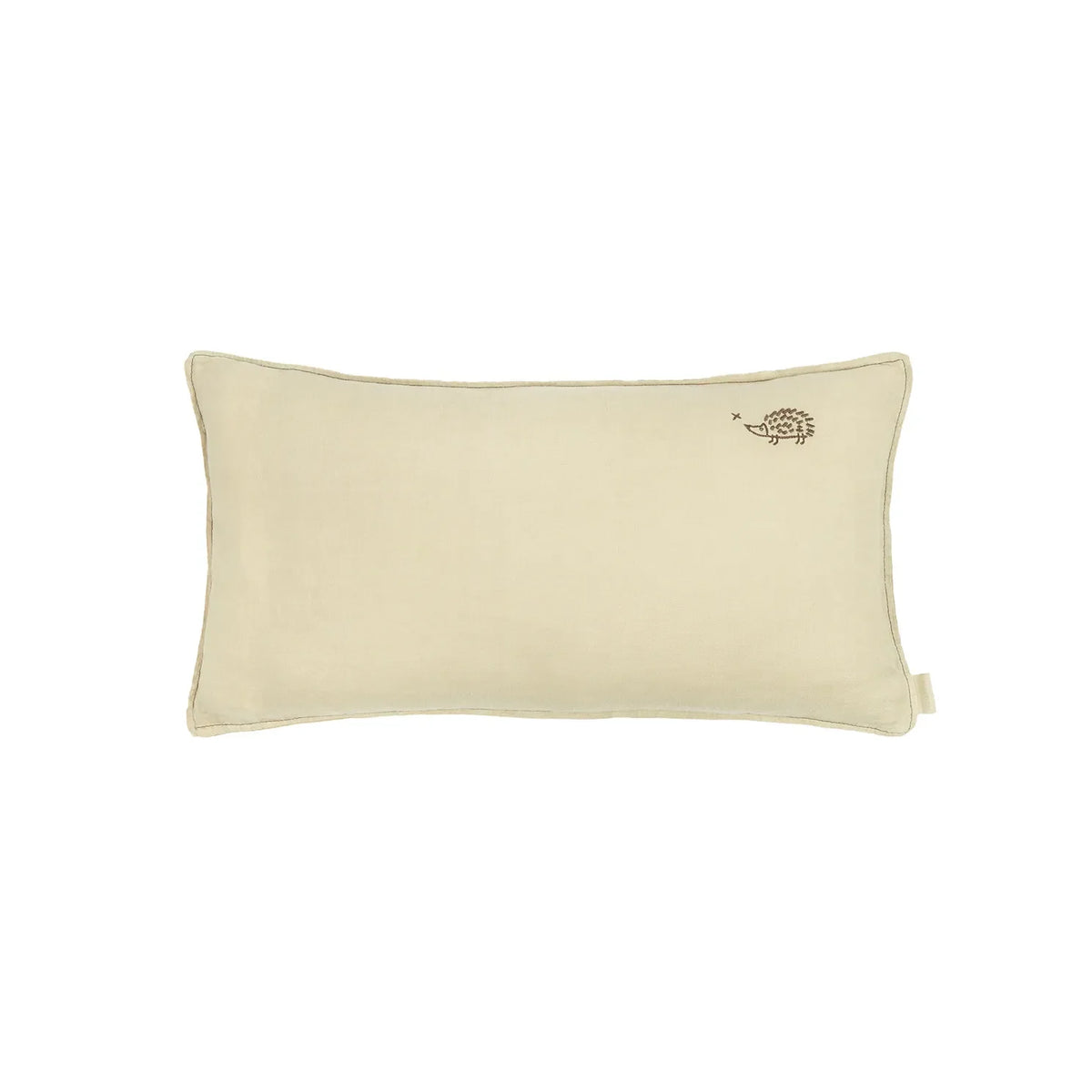 Cojín rectangular bordado de lino francés lavado - Green tea