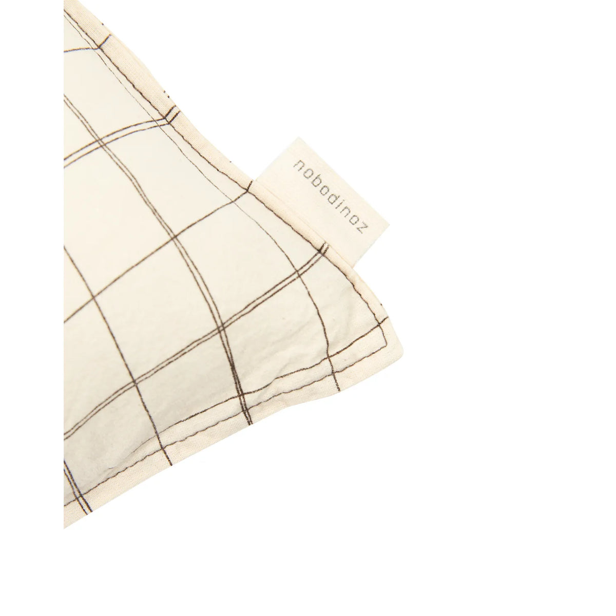 Cojín rectangular bordado de lino francés lavado - Natural grid