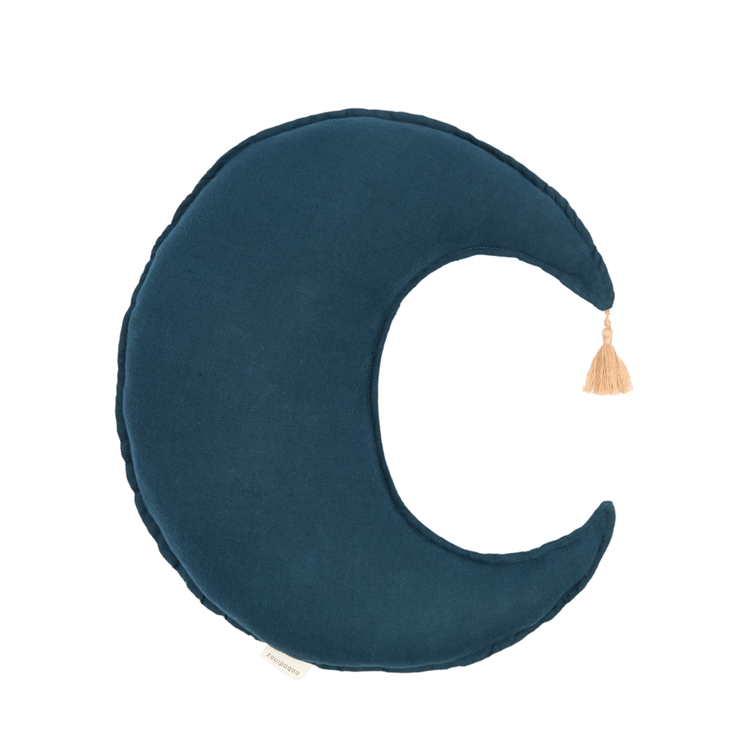Cojín Luna lino frances lavado L1NO - Deep blue