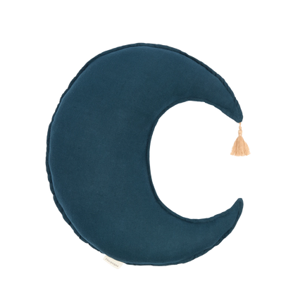 Cojín Luna lino frances lavado L1NO - Deep blue