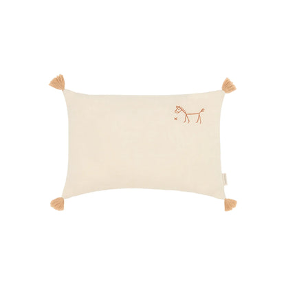 Cojín rectangular tassel bordado de lino francés lavado L1NO - Ginger