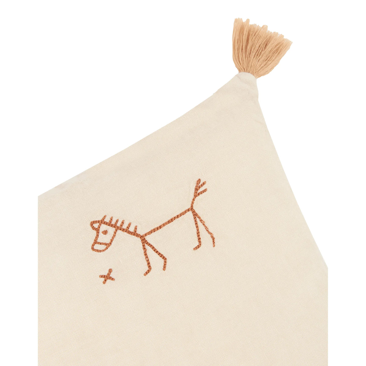 Cojín rectangular tassel bordado de lino francés lavado L1NO - Ginger