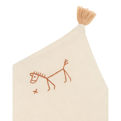Cojín rectangular tassel bordado de lino francés lavado L1NO - Ginger