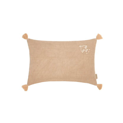 Cojín rectangular tassel bordado de lino francés lavado L1NO - Sesame