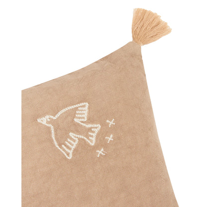 Cojín rectangular tassel bordado de lino francés lavado L1NO - Sesame
