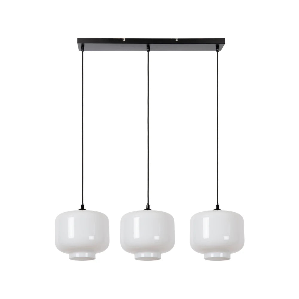 Lámpara colgante triple - White glass