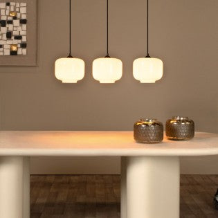 Lámpara colgante triple - White glass