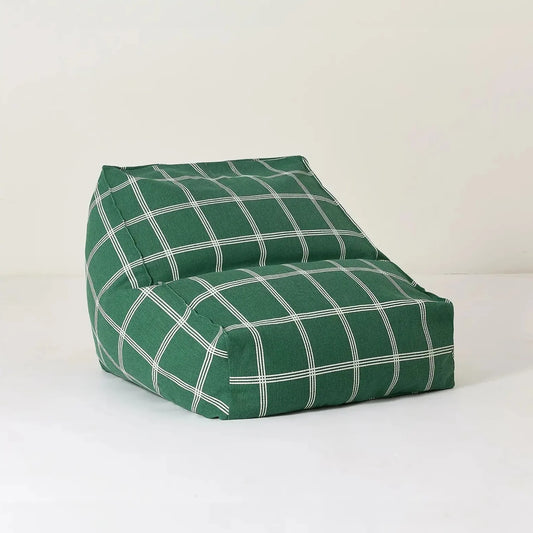 Pouf sillón vibes - Green white windowpane