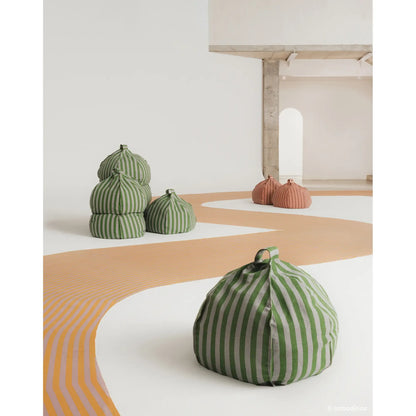 Pouf redondo vibes - Green blue stripes