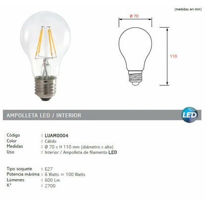 Ampolleta Ados 6W - Big Pig Chile