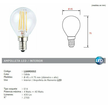 Mini Ampolleta Vintage LED E14 - Big Pig Chile